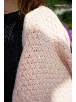 Gilet maille rose femme | AZETOO 2