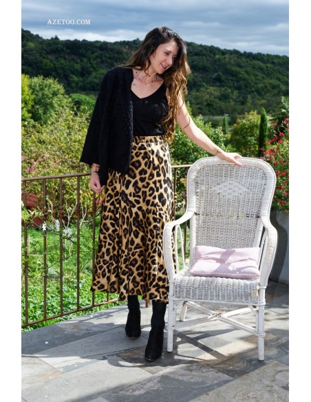 Jupe longue imprimé léopard femme | AZETOO