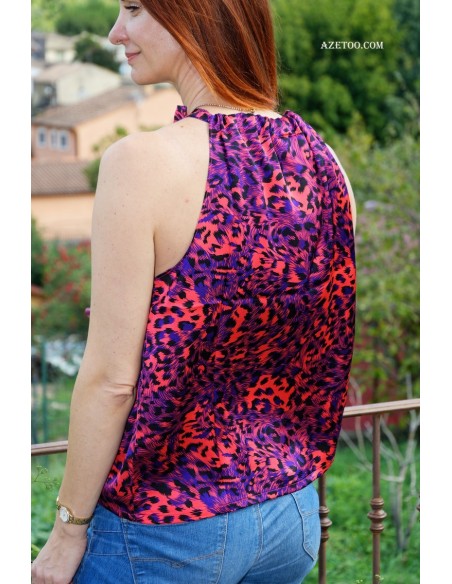 Top léopard rouge femme | AZETOO