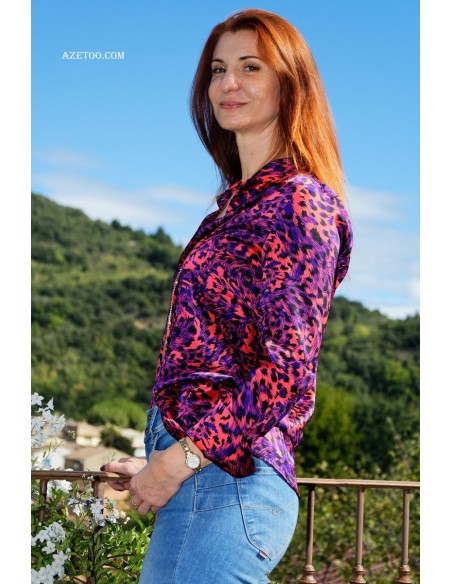 Chemise rouge léopard femme | AZETOO