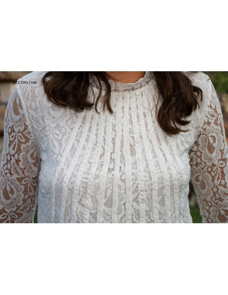 Blouse en dentelle blanche femme | AZETOO