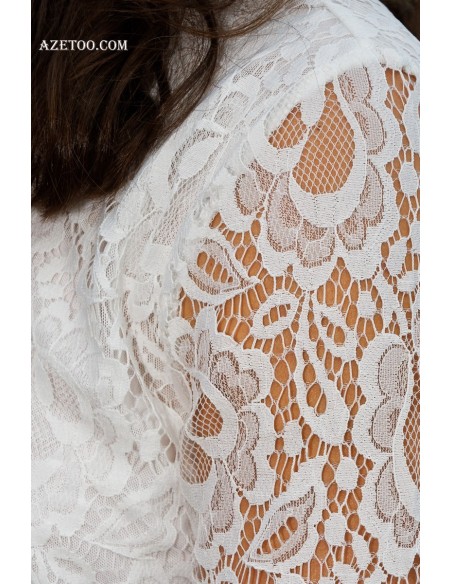Blouse en dentelle blanche femme | AZETOO