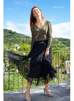 Jupe Tulle Plissée Noire