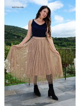 Débardeur pailleté marine femme | AZETOO 2