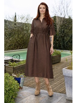 Robe chemise à ceinture...