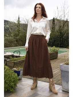 Jupe midi brodée