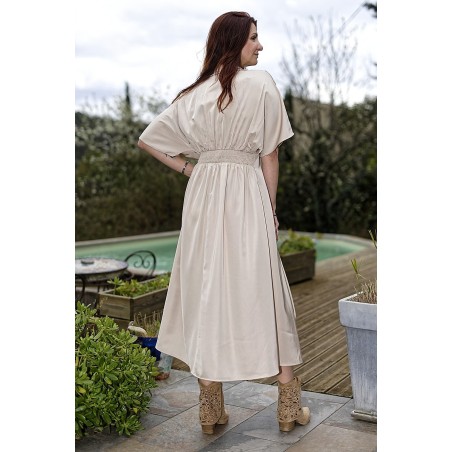 Robe midi élégante à manches courtes Femme | AZETOO