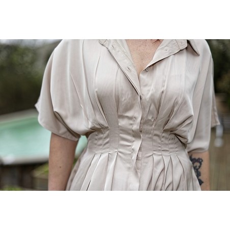 Robe midi élégante à manches courtes Femme | AZETOO