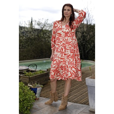 Robe chemise imprimée longueur midi femme | AZETOO