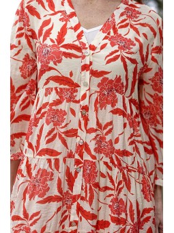 Robe chemise imprimée longueur midi femme | AZETOO 2