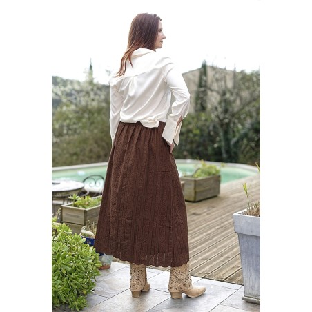Jupe midi brodée Femme | AZETOO
