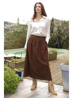 Jupe midi brodée