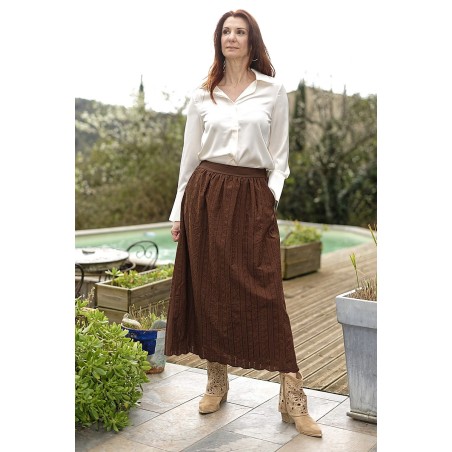 Jupe midi brodée Femme | AZETOO
