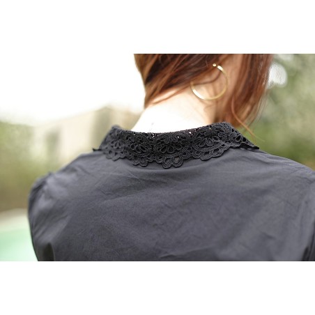 Chemise en coton col brodé femme | AZETOO