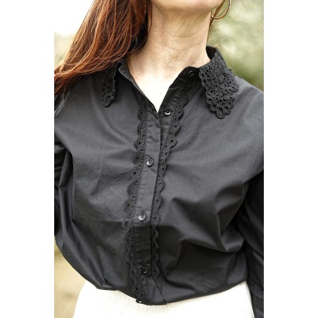 Chemise en coton col brodé femme | AZETOO