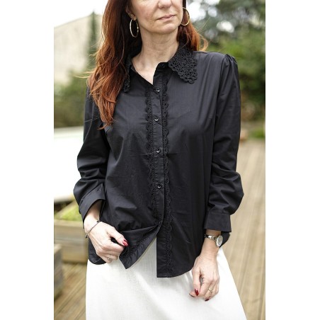 Chemise en coton col brodé femme | AZETOO