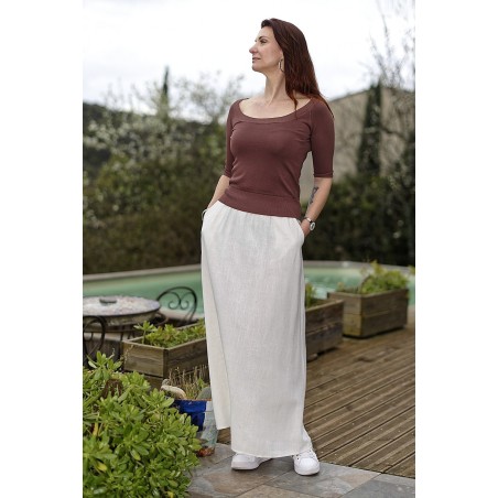 Jupe longue fluide avec poches femme | AZETOO