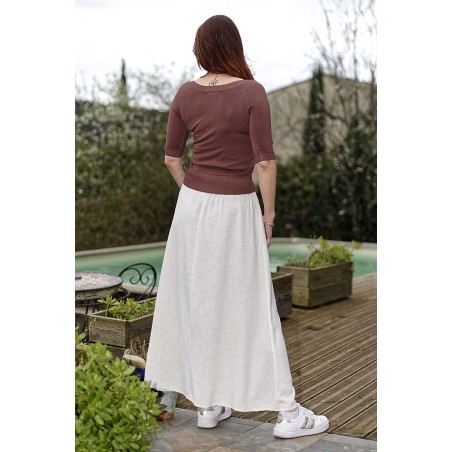 Jupe longue fluide avec poches femme | AZETOO