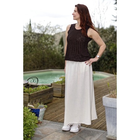 Jupe longue fluide avec poches femme | AZETOO