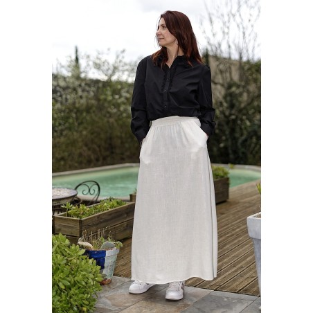 Jupe longue fluide avec poches femme | AZETOO