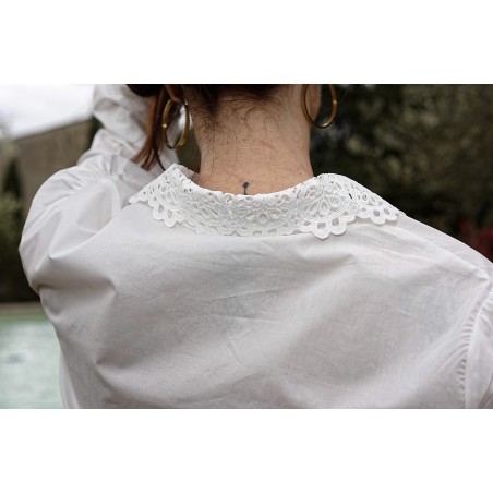 Chemise en coton col brodé femme | AZETOO