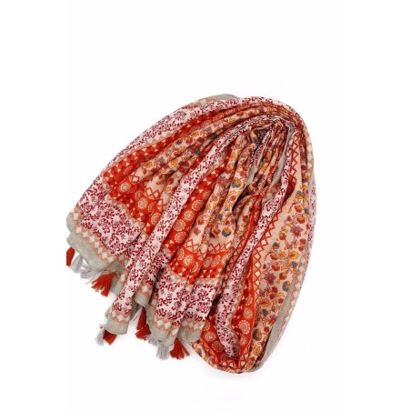 Foulard Doux orné de pompons multicolores
