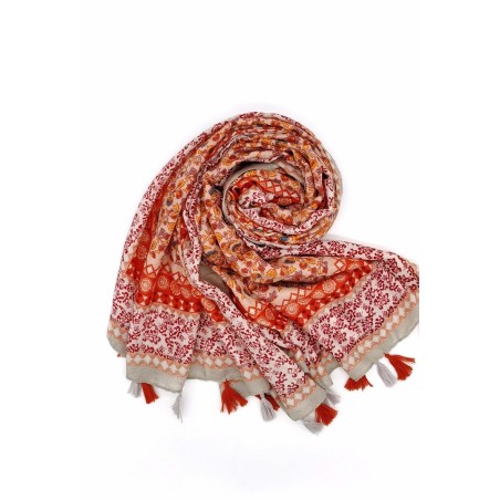 Foulard Doux orné de pompons multicolores