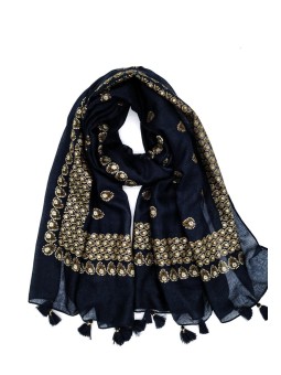 Foulard Imprimé et Pailleté avec pompons 2