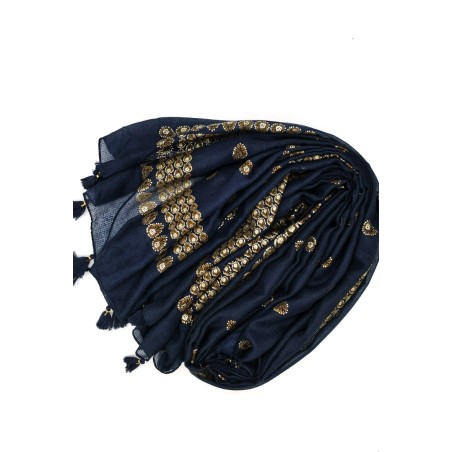 Foulard Imprimé et Pailleté avec pompons