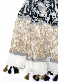 Écharpe ornée de Pompons Bicolores | Azetoo.com 2