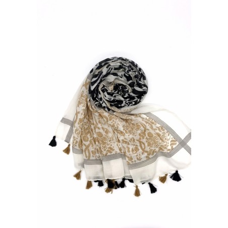 Écharpe ornée de Pompons Bicolores | Azetoo.com