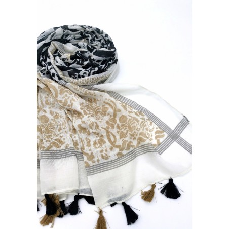 Écharpe ornée de Pompons Bicolores | Azetoo.com