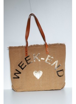 Sac Cabas Camel en Jute...