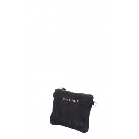 Pochette Noire en Cuir Daim - Secret de Fille
