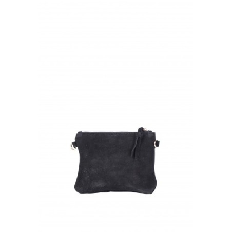 Pochette Noire en Cuir Daim - Secret de Fille