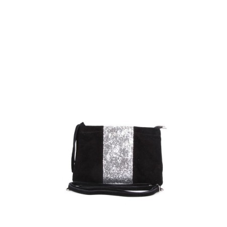 Pochette en Cuir Daim Noire - Pochette Femme