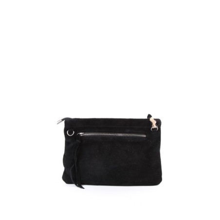 Pochette en Cuir Daim Noire - Pochette Femme