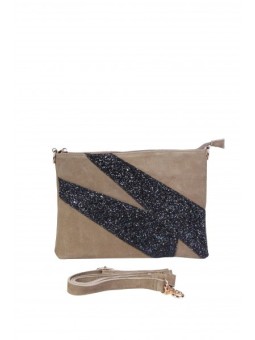 Pochette Kaki en Cuir : Pochette Femme 2