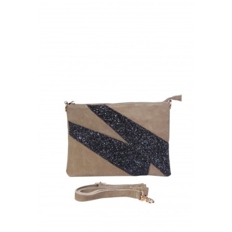 Pochette Kaki en Cuir : Pochette Femme