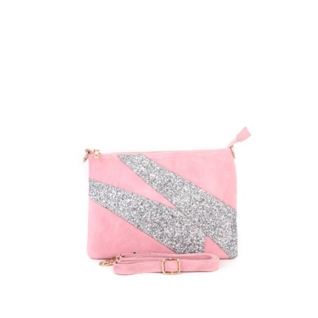 Pochette en Cuir Daim Rose : Pochette Femme