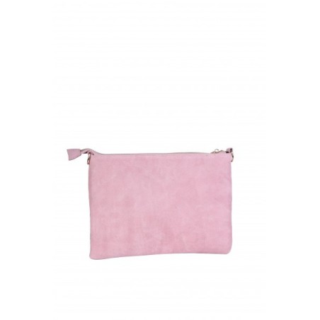 Pochette en Cuir Daim Rose : Pochette Femme