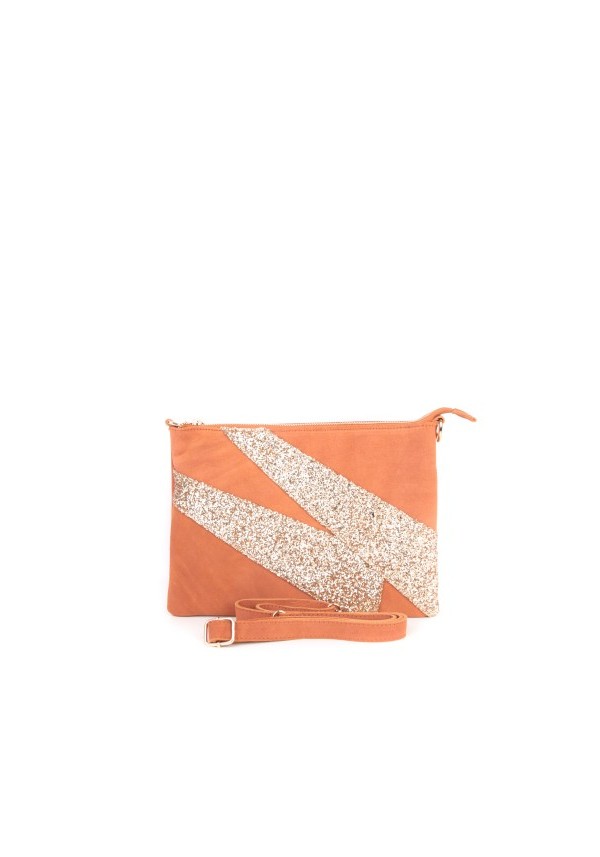 Pochette Camel en Cuir Daim Pochette Femme