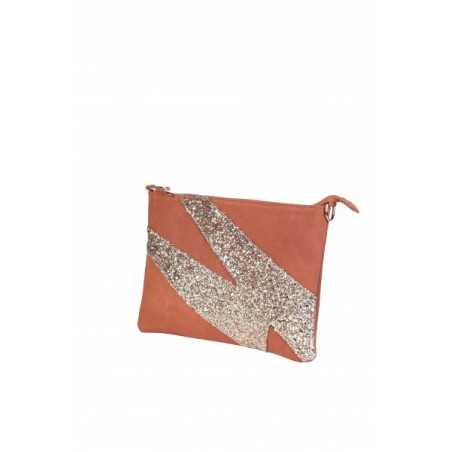 Pochette Camel en Cuir Daim : Pochette Femme