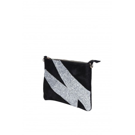 Pochette Noire en Cuir Daim : Pochette Femme