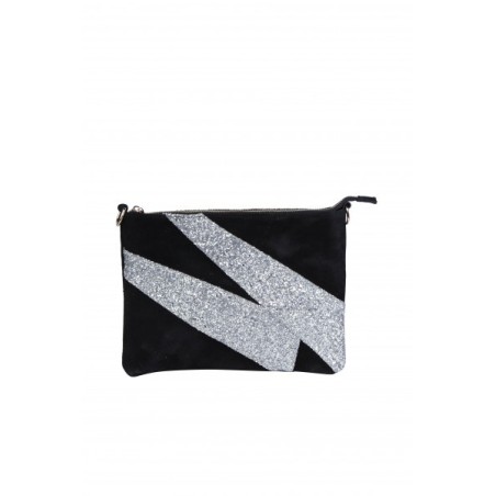 Pochette Noire en Cuir Daim : Pochette Femme