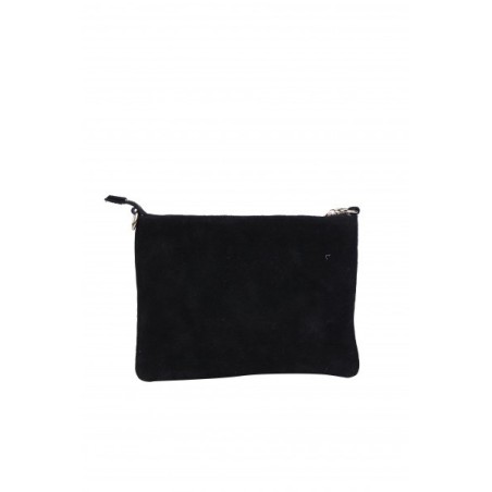 Pochette Noire en Cuir Daim : Pochette Femme