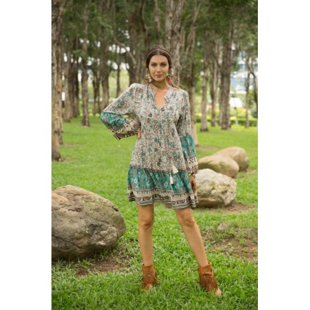 Robe bohème courte brodée femme | AZETOO