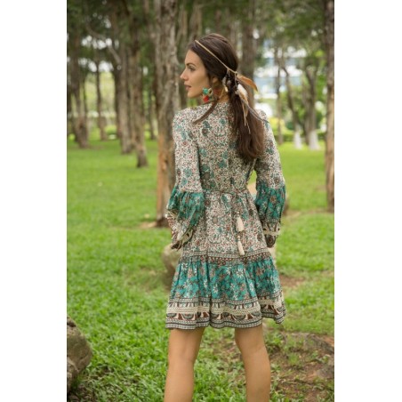 Robe bohème courte brodée femme | AZETOO