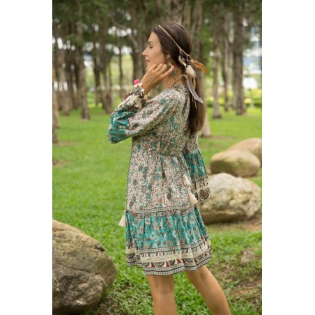 Robe bohème courte brodée femme | AZETOO