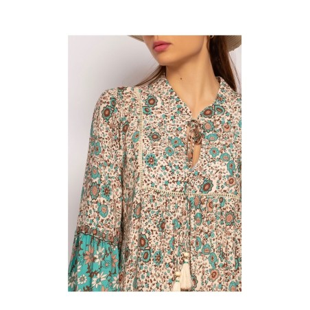 Robe bohème courte brodée femme | AZETOO